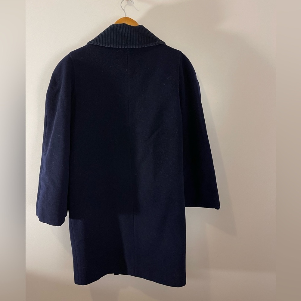 ✨Vintage✨ Holt Renfrew Navy Pea Coat with Corduroy Neckline size 7/8 - Picture 9 of 11